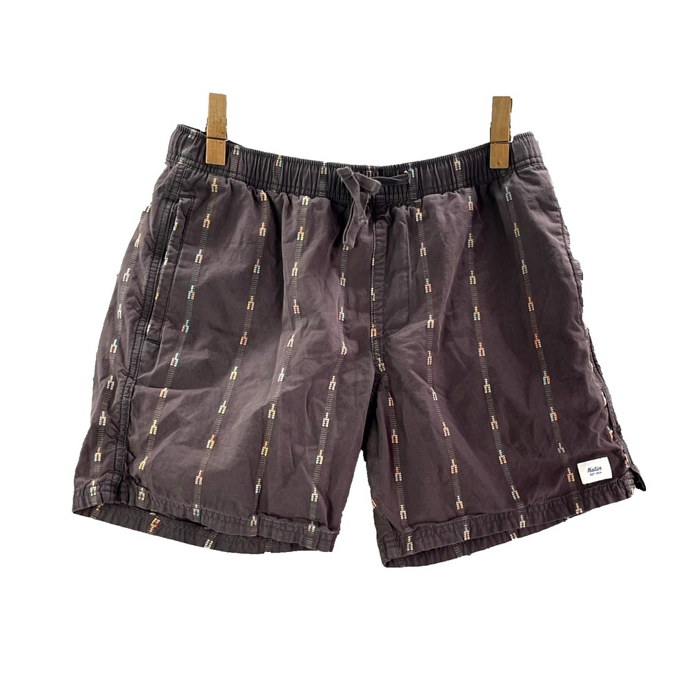 Katin Walk Shorts Men Small Brown Tribal Stripe Cotton Beach Skate Everyday Wear